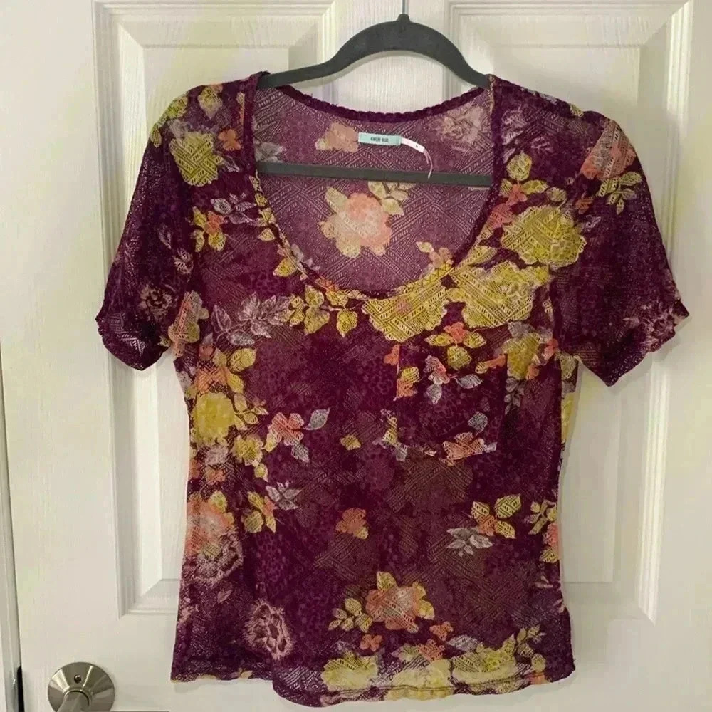 Kimchi Blue lace floral feminine romantic top size medium